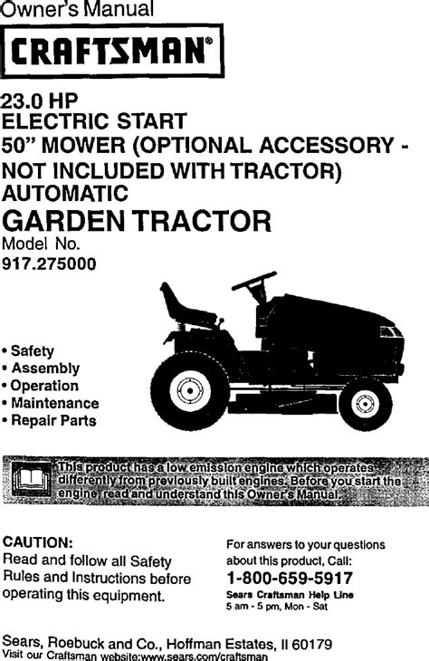 270831 <b>Owner's</b> <b>Manual</b>. . Craftsman lawn mower owners manual
